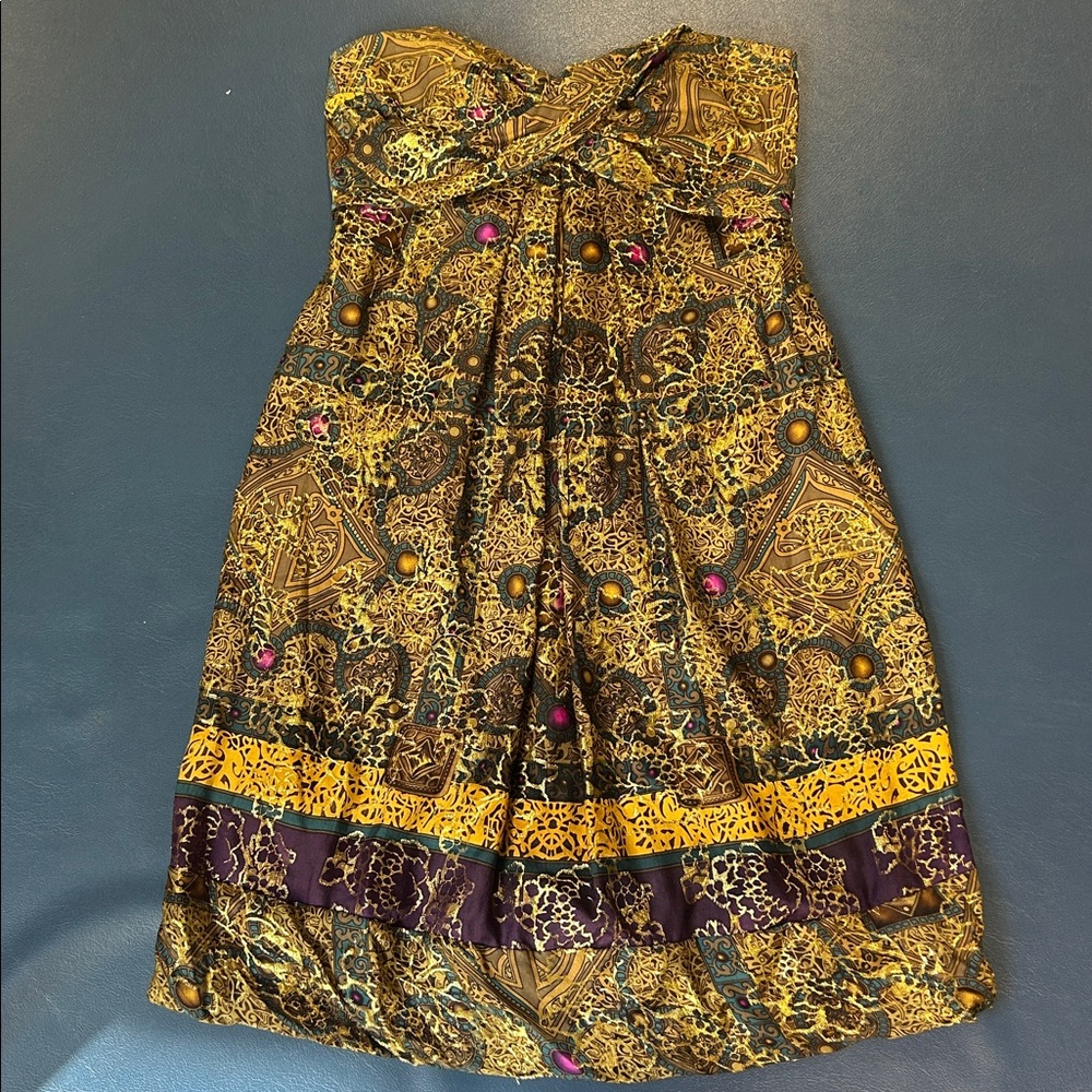 Nicole Miller sz 4 Deep Purple and gold opulent cocktail strapless Evening Dress